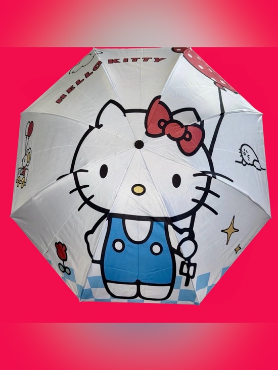 Hello Kitty Accessories - Sanrio Hello Kitty Compact Folding Umbrella w/Matching Sleeve White/Black NWOT
